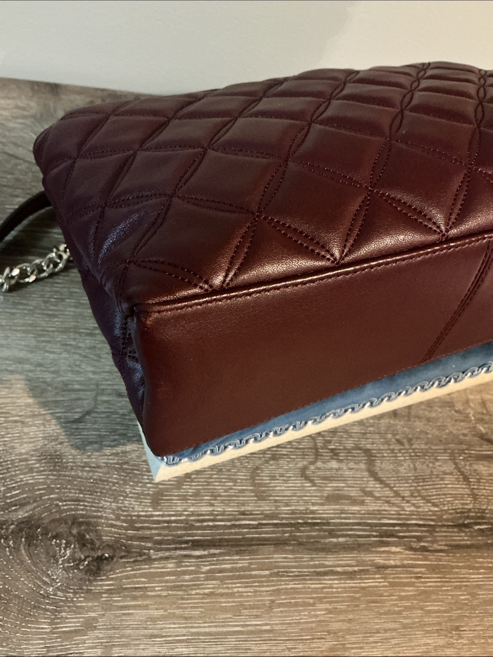 kate spade Natalia Quilted Burgundy Leather Shoulder Bag EUC Wallet match NWT - Picture 12 of 16